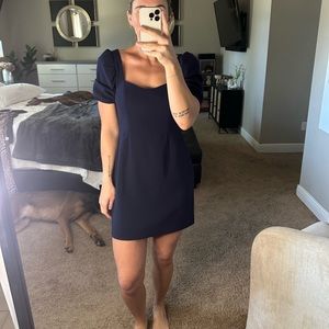 French Connection- Navy Blue dress with structured sleeves